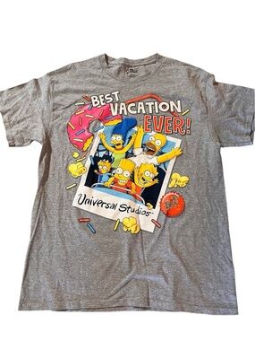 The Simpsons "Best Vacation Ever!" Universal Studios Gray Graphic Tee. Large